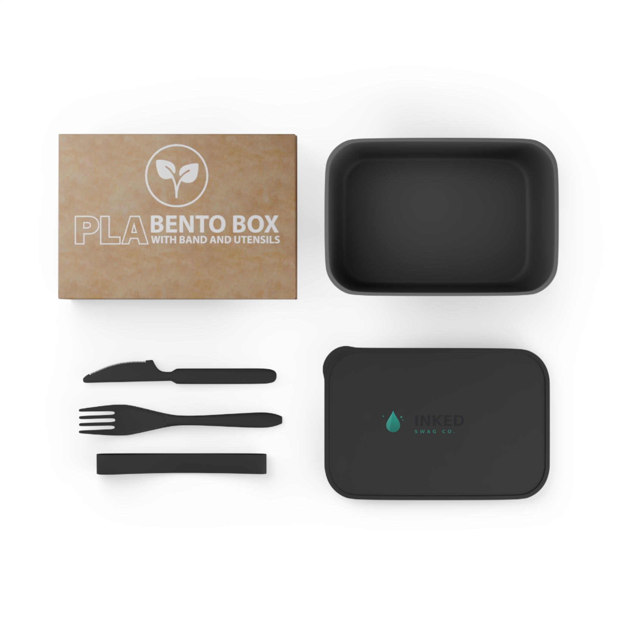 PLA Bento Box with Band and Utensils - Image 3
