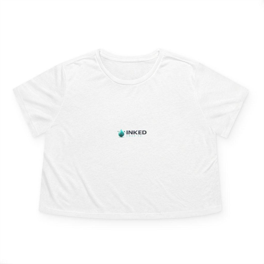 Women’s Flowy Cropped Tee — custom printed by Inked Swag Co.